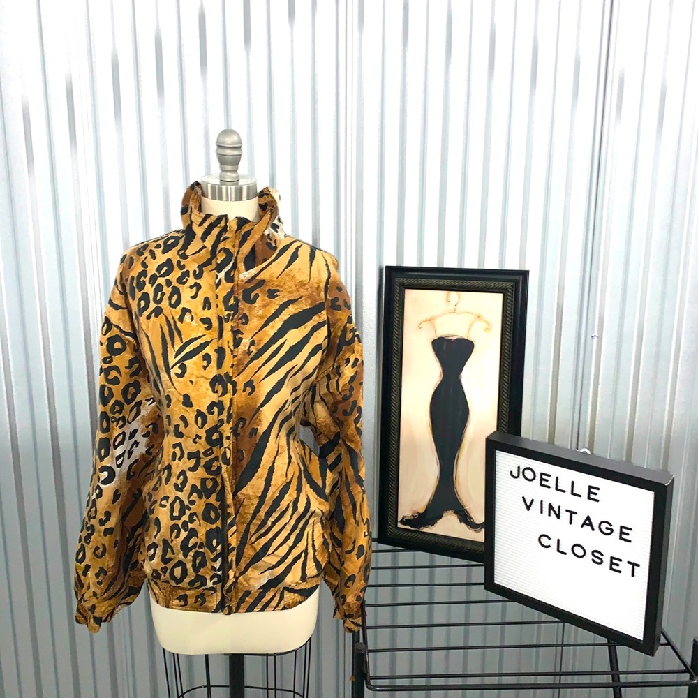 Vintage Animal Print Bomber Jacket